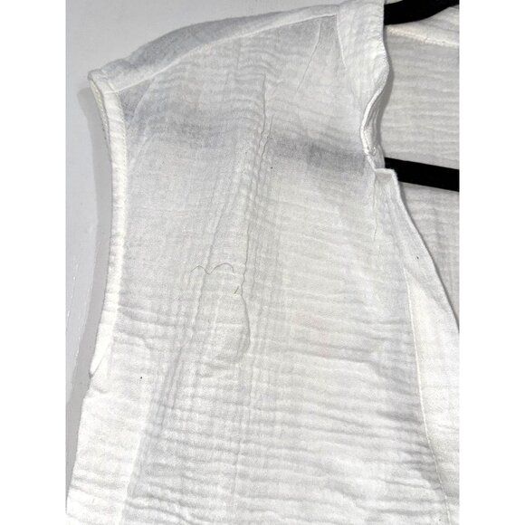 Monrow Womens Sleeveless  white color V-Neck Top - Eco-Friendly Organic Cotton B - Picture 5 of 11